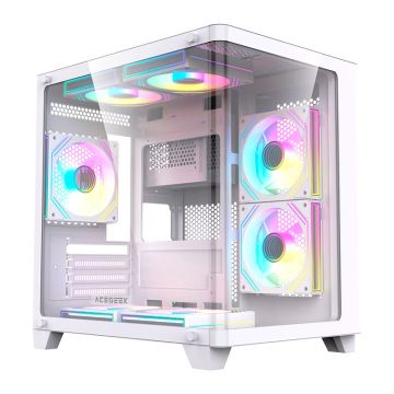 Gabinete Gamer Acegeek Arcane, Mid-Tower, Lateral de Vidro, Branco, AG-ARCANE-WH