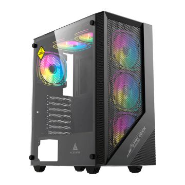 Gabinete Gamer Acegeek Utopia K445, Mid-Tower, Lateral de Vidro, Preto, AG-UTOPIA-K445-BK