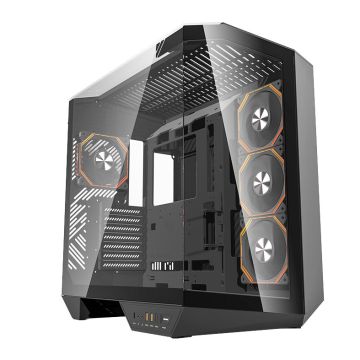 Gabinete Gamer Aigo Darkflash Arcee DY470, ARGB, Full-Tower, Lateral de Vidro, Com 4 Fans, Preto, DY470-BK-4F