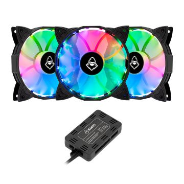 Kit Ventoinhas Mancer Z100 RGB 3x120mm + Controladora, MCR-Z10RGB-01