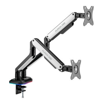 Suporte Articulado Para Dois Monitores Pichau Aurion 200, RGB, 17 Pol. a 32 Pol., Preto e Branco, PG-AUR200-RGB01