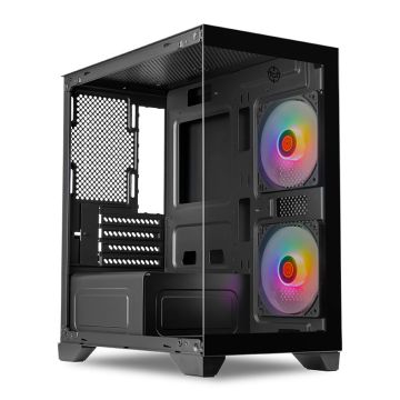 Gabinete Gamer TGT Gladiator, Rainbow, Mid-Tower, Lateral de Vidro, Com 2 Fans, Preto, TGT-GLD-BK