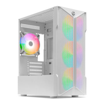 Gabinete Gamer TGT Skylancer V2, Mid-Tower, Lateral De Vidro, Com 4 Fans, Branco, TGT-SKLV2-WH-4F