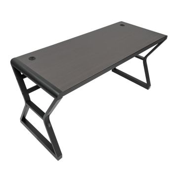 Mesa Para Escritorio Zinnia Aurea A160, Tampo de Madeira,160cm, Preto, ZNO-ARA-WOD