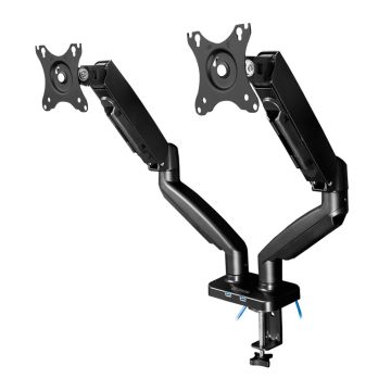 Suporte Articulado Para Dois Monitores Zinnia Nimbo 210, 13 Pol a 32 Pol, USB 3.0, Preto,
