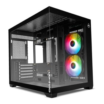 Gabinete Gamer Mancer CV450, RGB, Mini-Tower, Lateral de Vidro, Com 2 Fans, Preto, MCR-CV4502F-BK